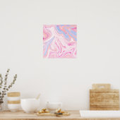 Elegant kleurrijk pastelroze blauw oranje marmer poster (Keuken)
