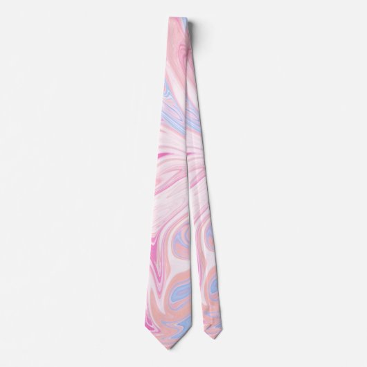 Elegant kleurrijk pastelroze blauw oranje marmer stropdas (Voorkant)