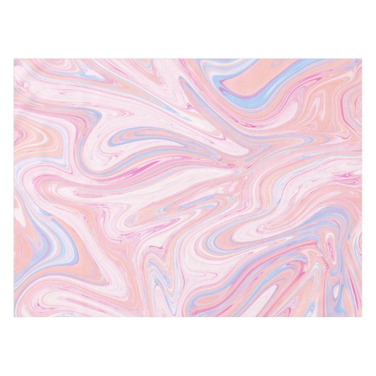 Elegant kleurrijk pastelroze blauw oranje marmer tafelkleed (Voorkant (Horizontaal))