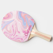 Elegant kleurrijk pastelroze blauw oranje marmer tafeltennisbatje (Zijkant)
