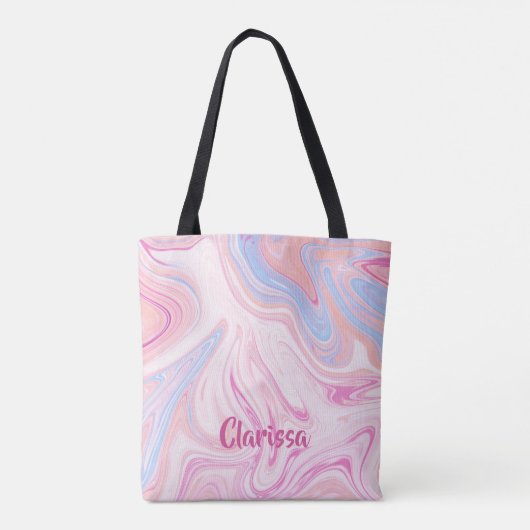 Elegant kleurrijk pastelroze blauw oranje marmer tote bag (Achterkant)