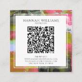 Elegant Kleurrijk QR Code Abstract Verfpatroon Vierkante Visitekaartje (Achterkant)