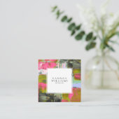 Elegant Kleurrijk QR Code Abstract Verfpatroon Vierkante Visitekaartje (Staand voorkant)