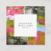 Elegant Kleurrijk QR Code Abstract Verfpatroon Vierkante Visitekaartje (Voorkant)