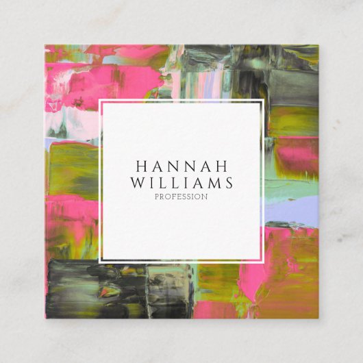 Elegant Kleurrijk QR Code Abstract Verfpatroon Vierkante Visitekaartje (Voorkant)