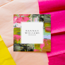 Elegant Kleurrijk QR Code Abstract Verfpatroon Vierkante Visitekaartje