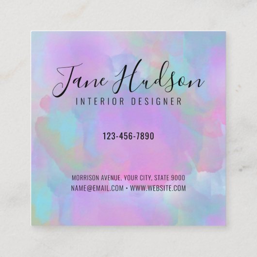 Elegant Kleurrijk Spat Design Vierkante Visitekaartje (Achterkant)