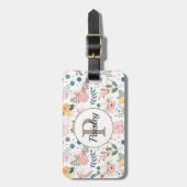 Elegant kleurrijk Waterverf bloemblad monogram Bagagelabel (Voorkant verticaal)