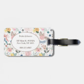 Elegant kleurrijk Waterverf bloemblad monogram Bagagelabel (Achterkant horizontaal)