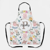 Elegant kleurrijk Waterverf bloemblad monogram Schort (Voorkant)