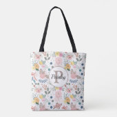 Elegant kleurrijk Waterverf bloemblad monogram Tote Bag (Achterkant)