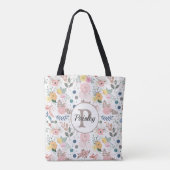 Elegant kleurrijk Waterverf bloemblad monogram Tote Bag (Achterkant)