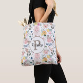 Elegant kleurrijk Waterverf bloemblad monogram Tote Bag (Dichtbij)