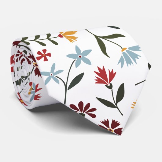 Elegant kleurrijk Waterverf bloemmotief Stropdas (Opgerold)