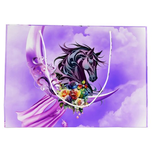 Elegant kleurrijk wild paard groot cadeauzakje (Achterkant)