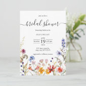 Elegant kleurrijk wilde bloem vrijgezellenfeest kaart (Staand voorkant)