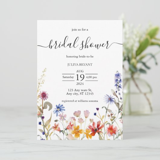 Elegant kleurrijk wilde bloem vrijgezellenfeest kaart (Staand voorkant)