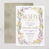 Elegant Kleurrijk Wildflower Baby shower Kaart (Voorkant / Achterkant)
