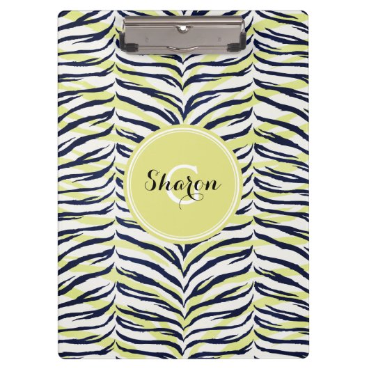 Elegant kleurrijk zwart & geel gestreept klembord (Voorkant)