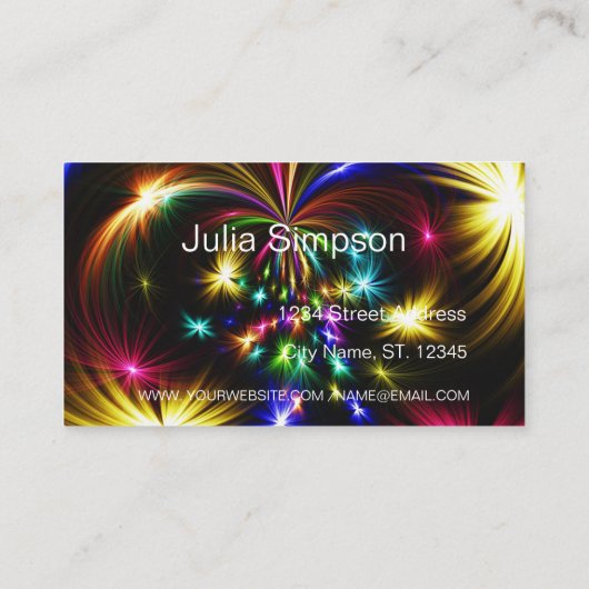 Elegant, kleurrijke ballonnen, Fireworks, stijlvol Visitekaartje (Achterkant)
