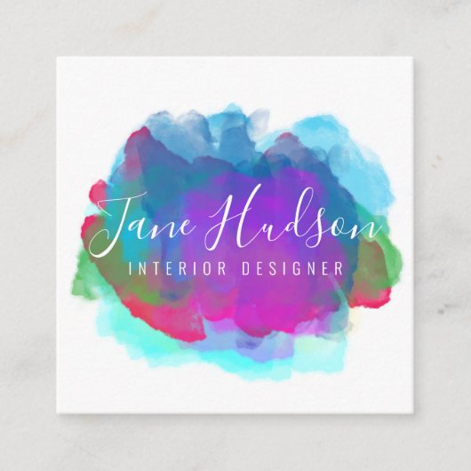 Elegant Kleurrijke Minimalistische Bewerkbare 2.5x Vierkante Visitekaartje (Voorkant)