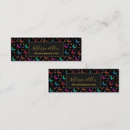 Elegant kleurrijke vlinders op Black Custom Mini Visitekaartje (Voorkant / Achterkant)