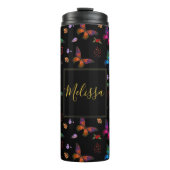 Elegant kleurrijke vlinders op Black Custom Thermosbeker (Voorkant)