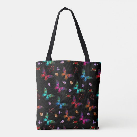 Elegant kleurrijke vlinders op Black Custom Tote Bag (Achterkant)