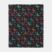 Elegant kleurrijke vlinders op zwart fleece deken (Voorkant)