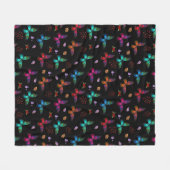 Elegant kleurrijke vlinders op zwart fleece deken (Voorkant (Horizontaal))