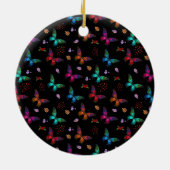 Elegant kleurrijke vlinders op zwart Jubileum Keramisch Ornament (Achterkant)