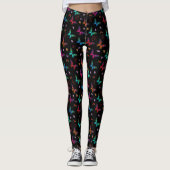 Elegant kleurrijke vlinders op zwart leggings (Voorkant)