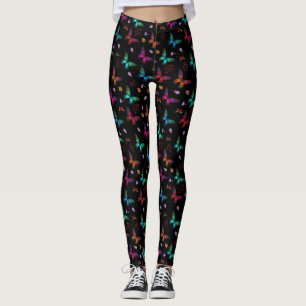 Elegant kleurrijke vlinders op zwart leggings