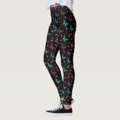 Elegant kleurrijke vlinders op zwart leggings (Links)