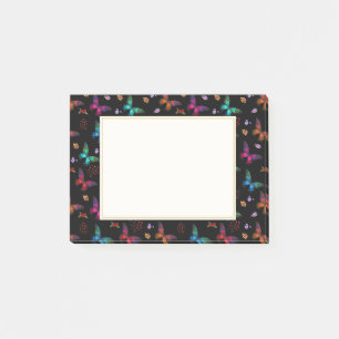 Elegant kleurrijke vlinders op zwart post-it® notes