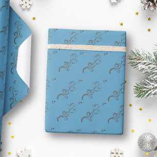Elegant klimmers Blue Brown Pattern Planten Cadeaupapier