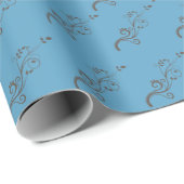 Elegant klimmers Blue Brown Pattern Planten Cadeaupapier (Rol Hoek)