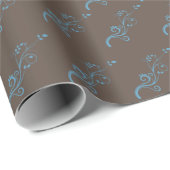 Elegant klimmers Blue Brown Pattern Planten Cadeaupapier (Rol Hoek)