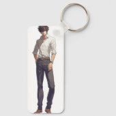 Elegant knappe anime Man Sleutelhanger (Achterkant)