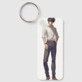 Elegant knappe anime Man Sleutelhanger (Voorkant)