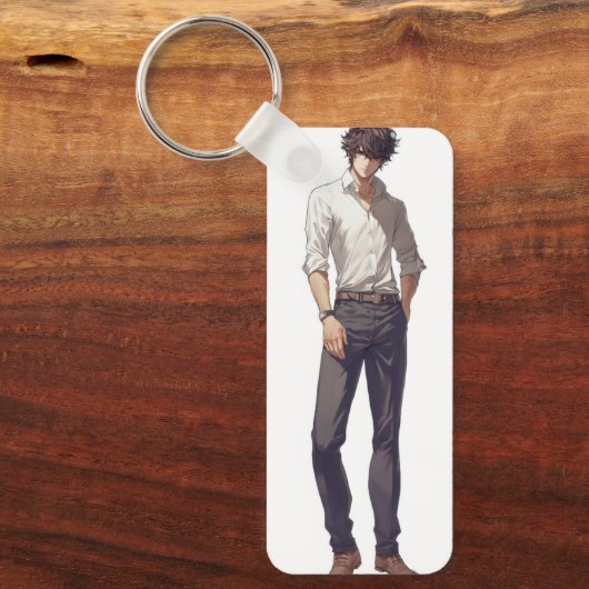Elegant knappe anime Man Sleutelhanger (Voorkant)