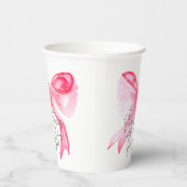 Elegant Knoopje Pink Strik Bruidsmeisje Shower Papieren Bekers (Rechts)