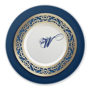 Elegant kobalt blauw met goudgrens keramische knop