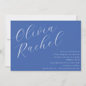 Elegant kobalt blauw script minimale vleermuis mit kaart (Voorkant)