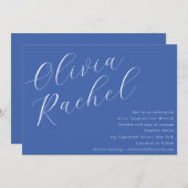 Elegant kobalt blauw script minimale vleermuis mit kaart (Voorkant / Achterkant)