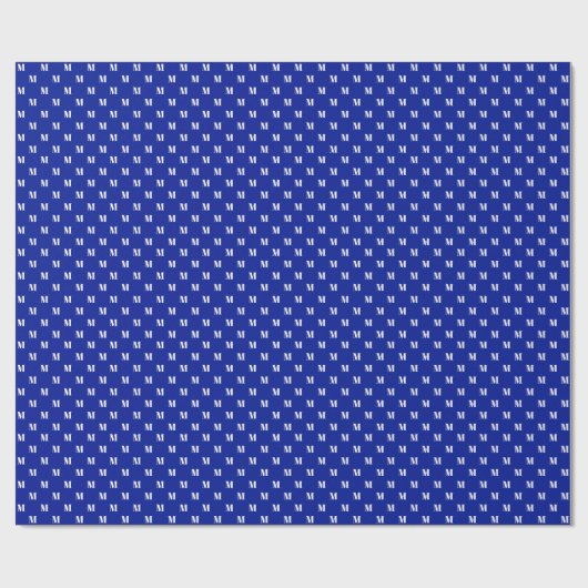 Elegant kobalt blauw wit aangepast monogram initia cadeaupapier (Vlak)