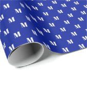 Elegant kobalt blauw wit aangepast monogram initia cadeaupapier (Rol Hoek)