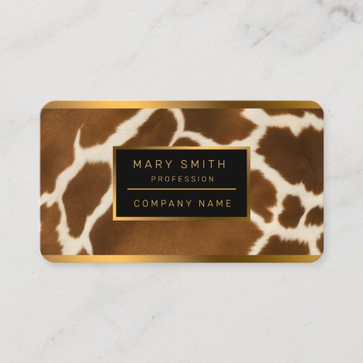 Elegant Koe Faux Leather Modern Collectie Visitekaartje (Voorkant)