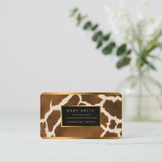 Elegant Koe Faux Leather Modern Collectie Visitekaartje (Staand voorkant)
