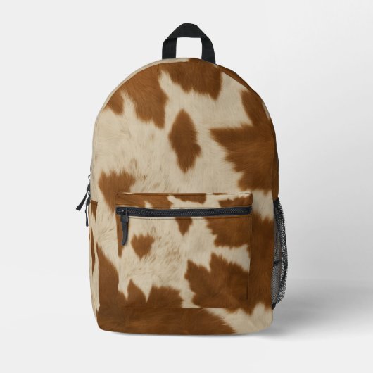 Elegant Koe Faux Leather Trendy Collectie Bedrukte Rugzak (Voorkant)